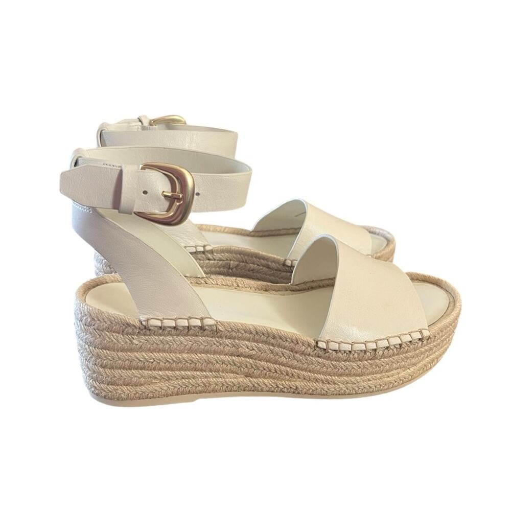 Vince Belisa Leather Wedge Espadrille Platform  Sandal In Milk NEW Size 9.5 - Picture 6 of 11